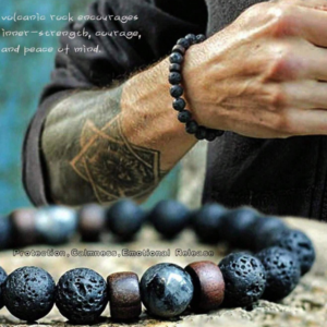 Volcanic Stone Bracelet For Men Lava Wooden Beads Relaxation Bracelet Women Men Jewelry Gift Energy Bracelets Meditation Jewelry